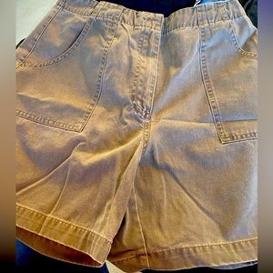 Brown, square front pocket, flap back pocket, St John’s Bay shorts